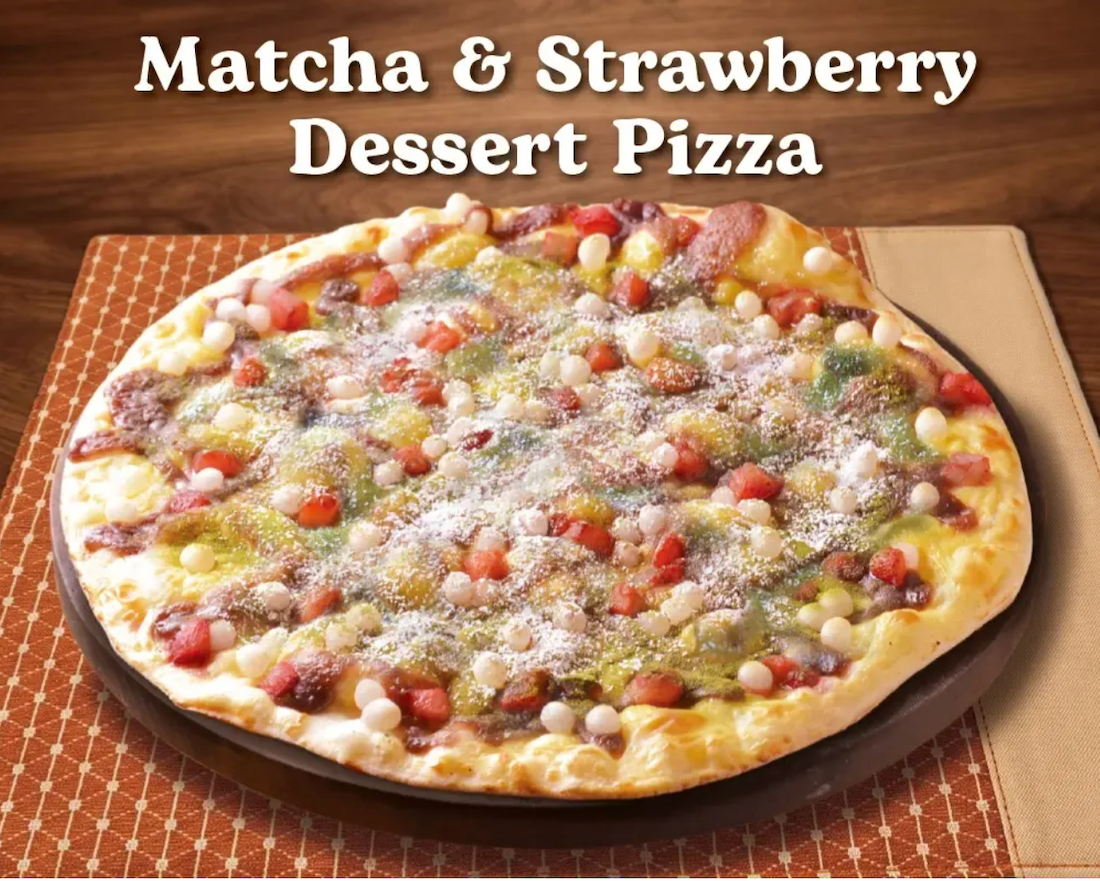 Matcha and Strawberry Dessert Pizza